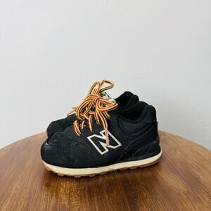 New Balance Classic 574 Black Suede Toddler Shoes Size 6